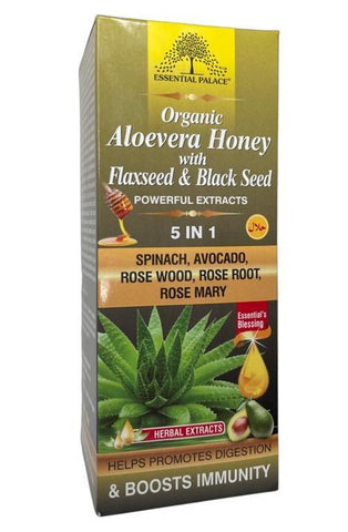 ORGANIC ALOE-VERA HONEY WITH Flaxseed & Black Seed.